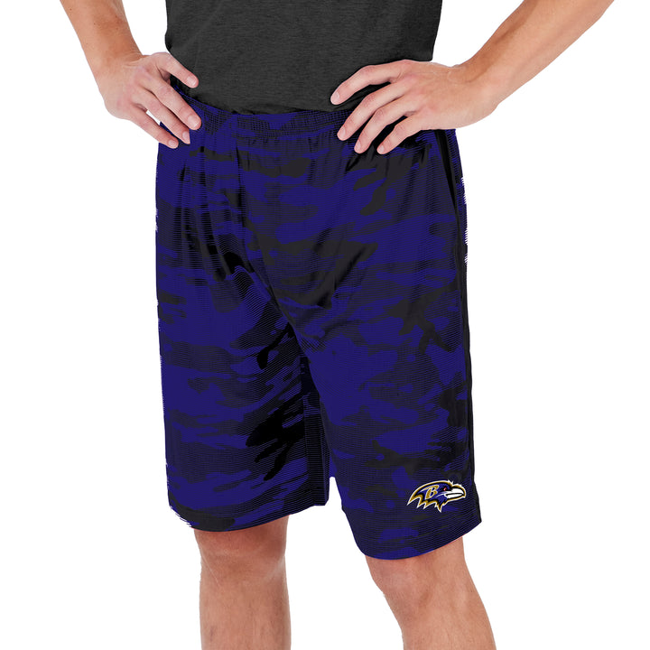 Zubaz Men's NFL Baltimore Ravens Lightweight Camo Lines Shorts with Logo