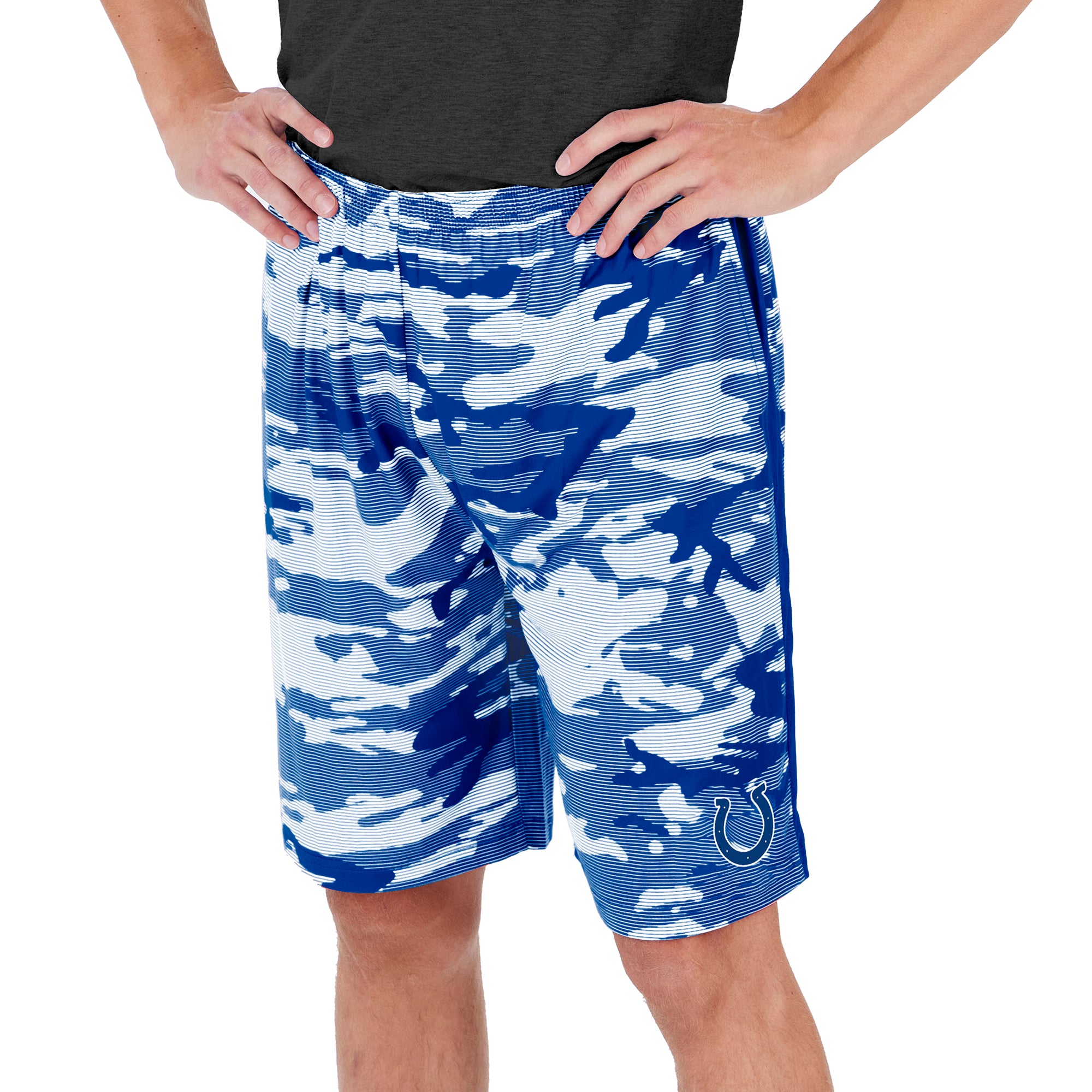 Zubaz Men's NFL Indianapolis Colts Lightweight Camo Lines Shorts with