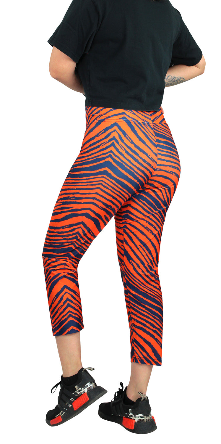 Zubaz NFL Women's Denver Broncos 2 Color Zebra Print Capri Legging