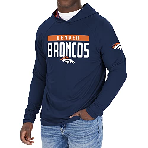 Zubaz NFL Men's Denver Broncos Solid Team Hoodie With Camo Lined Hood