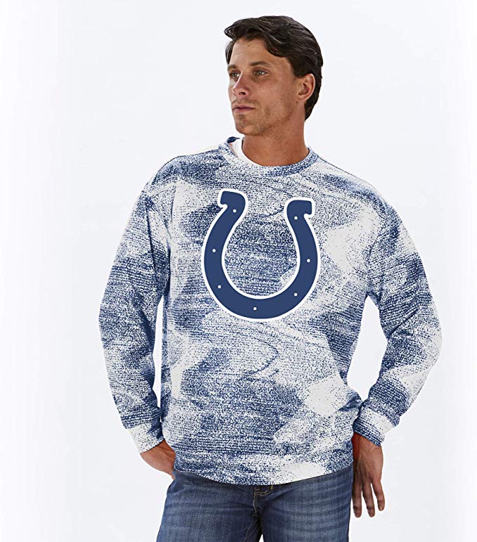 Zubaz NFL Football Men's Indianapolis Colts Static Crew Neck Sweatshirt
