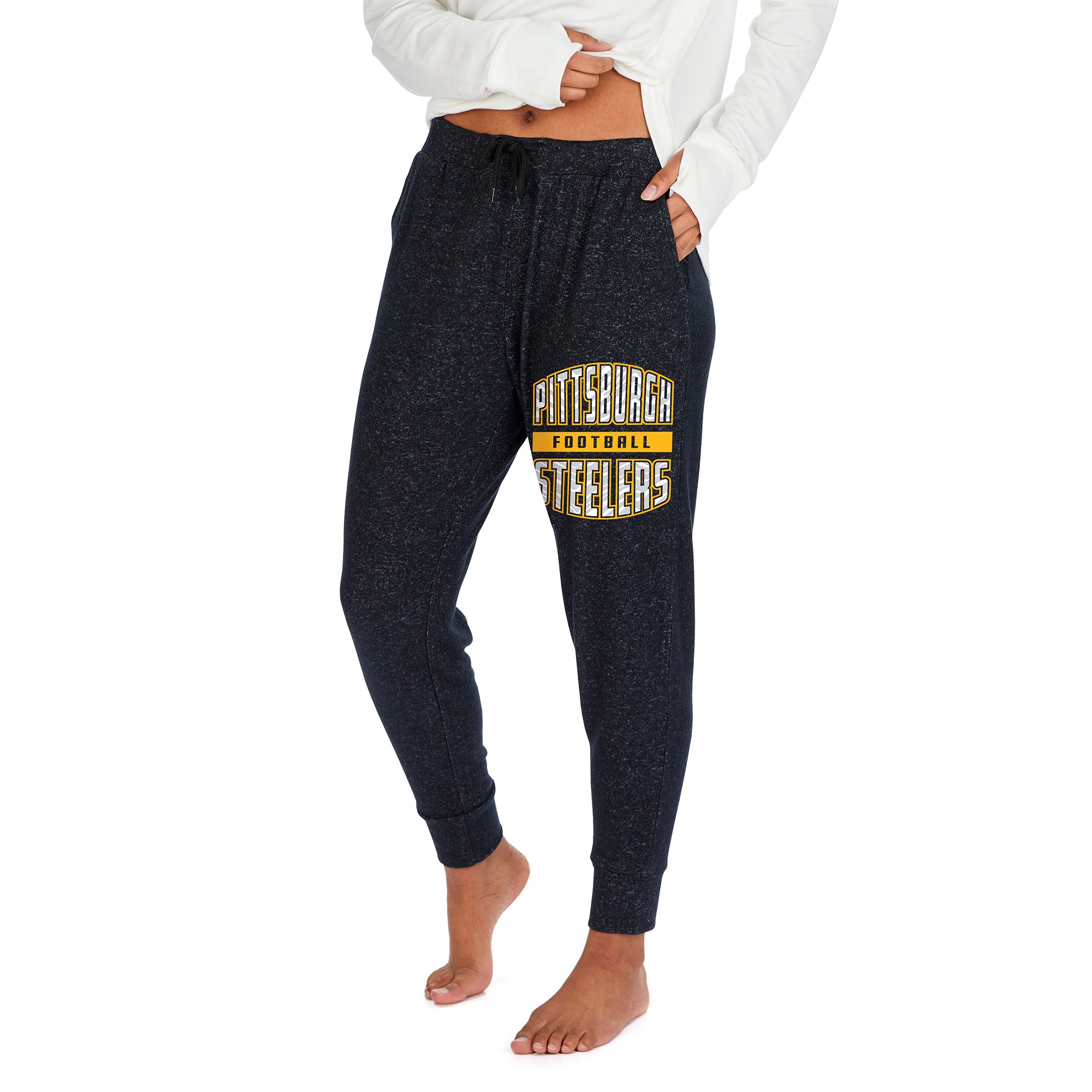 Zubaz Women's NFL Pittsburgh Steelers Marled Lightweight Jogger Pant