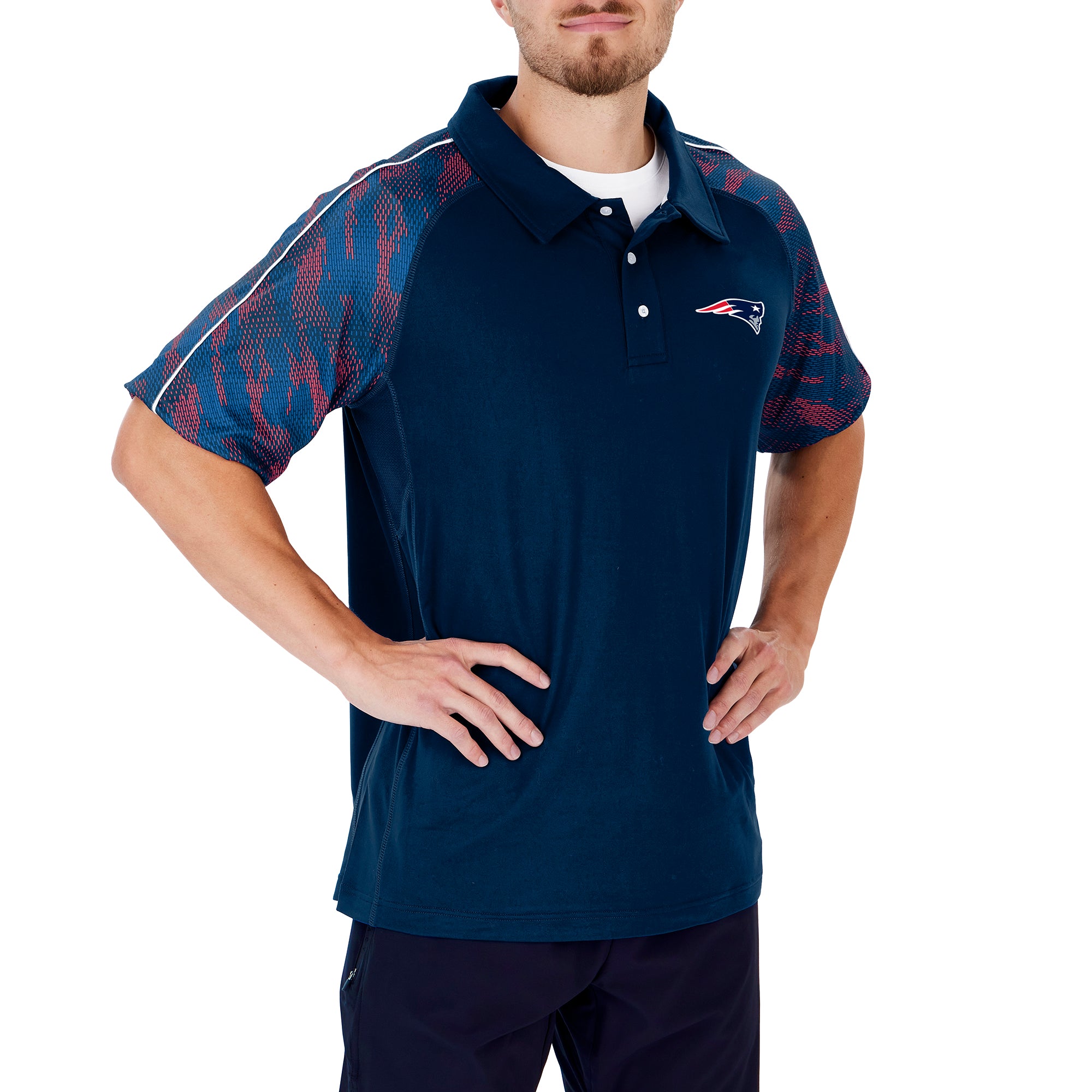 Zubaz NFL Men's New England Patriots Elevated Field Polo W/ Viper Print Accent