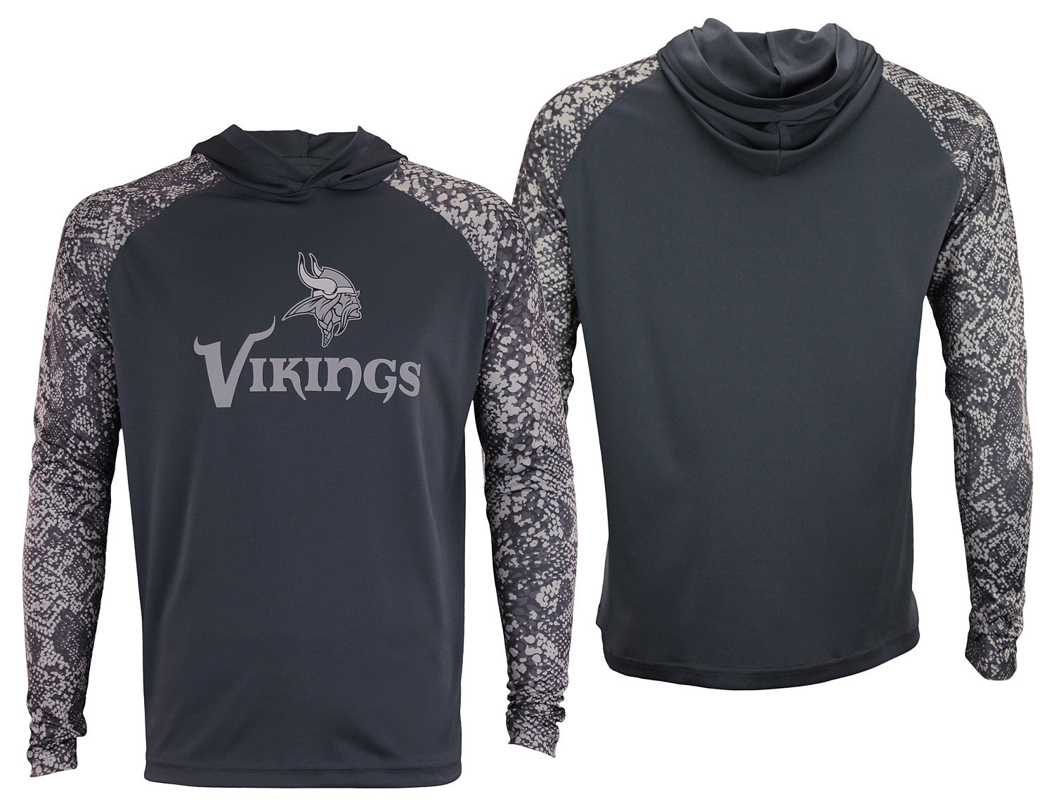 Zubaz NFL Men's Minnesota Vikings Gray Post Light Weight Hoodie