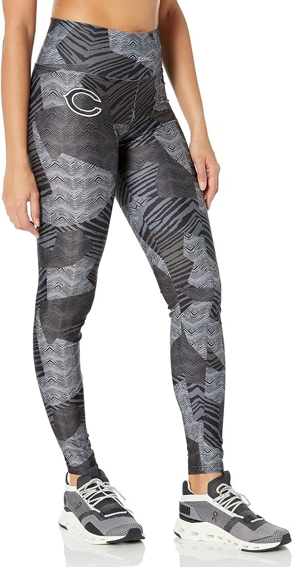 Zubaz Women's Chicago Bears Tonal Black Patchwork Zebra Legging