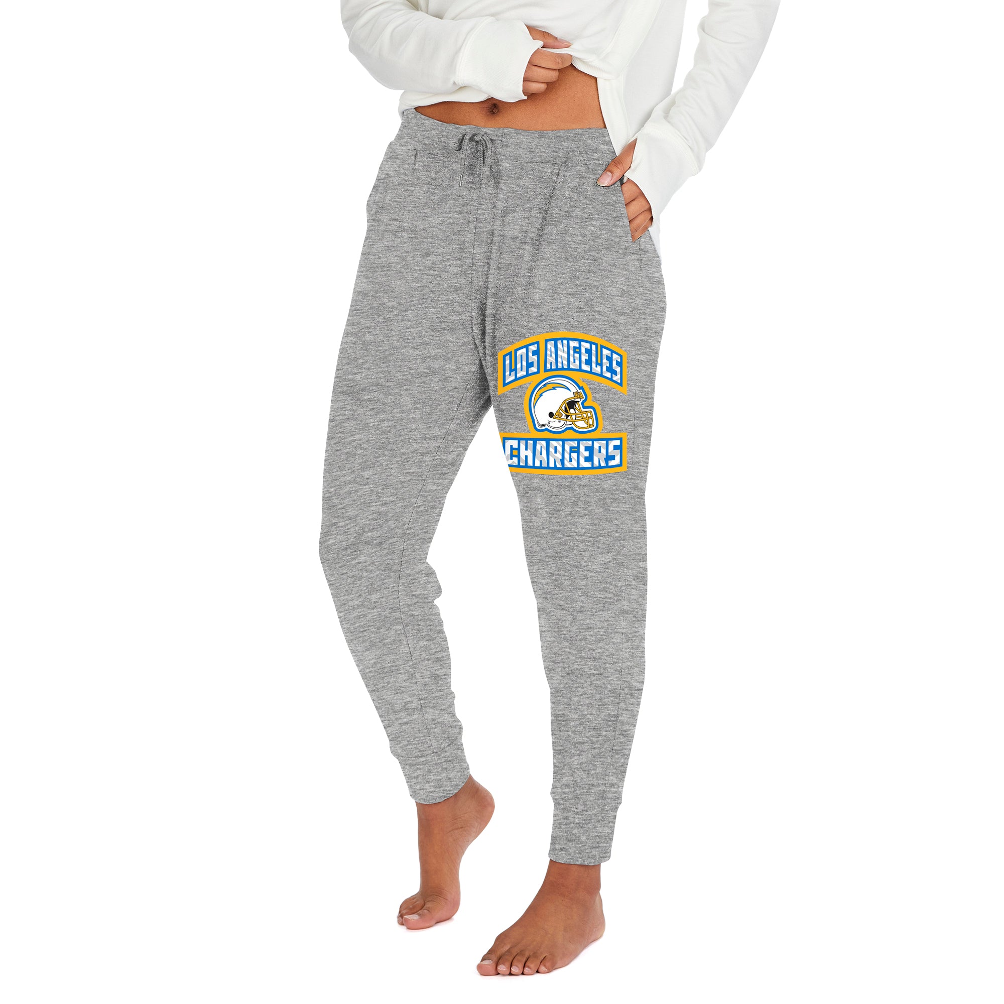 Zubaz NFL Women's Los Angeles Chargers Marled Gray Soft Joggers