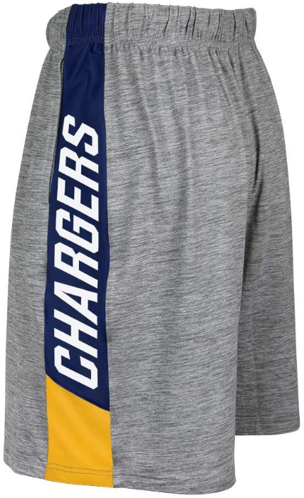 Zubaz NFL Football Men's Los Angeles Chargers Tonal Gray Space Dye W/Solid Stripe Shorts