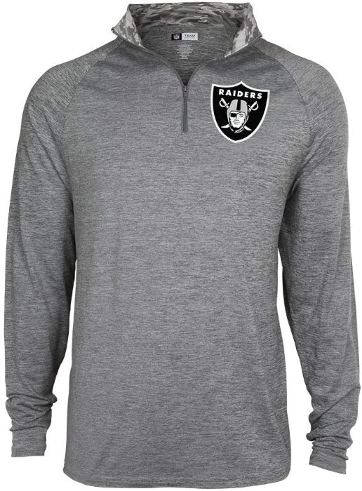 Zubaz NFL Football Men's Oakland Raiders Tonal Gray Quarter Zip Sweatshirt