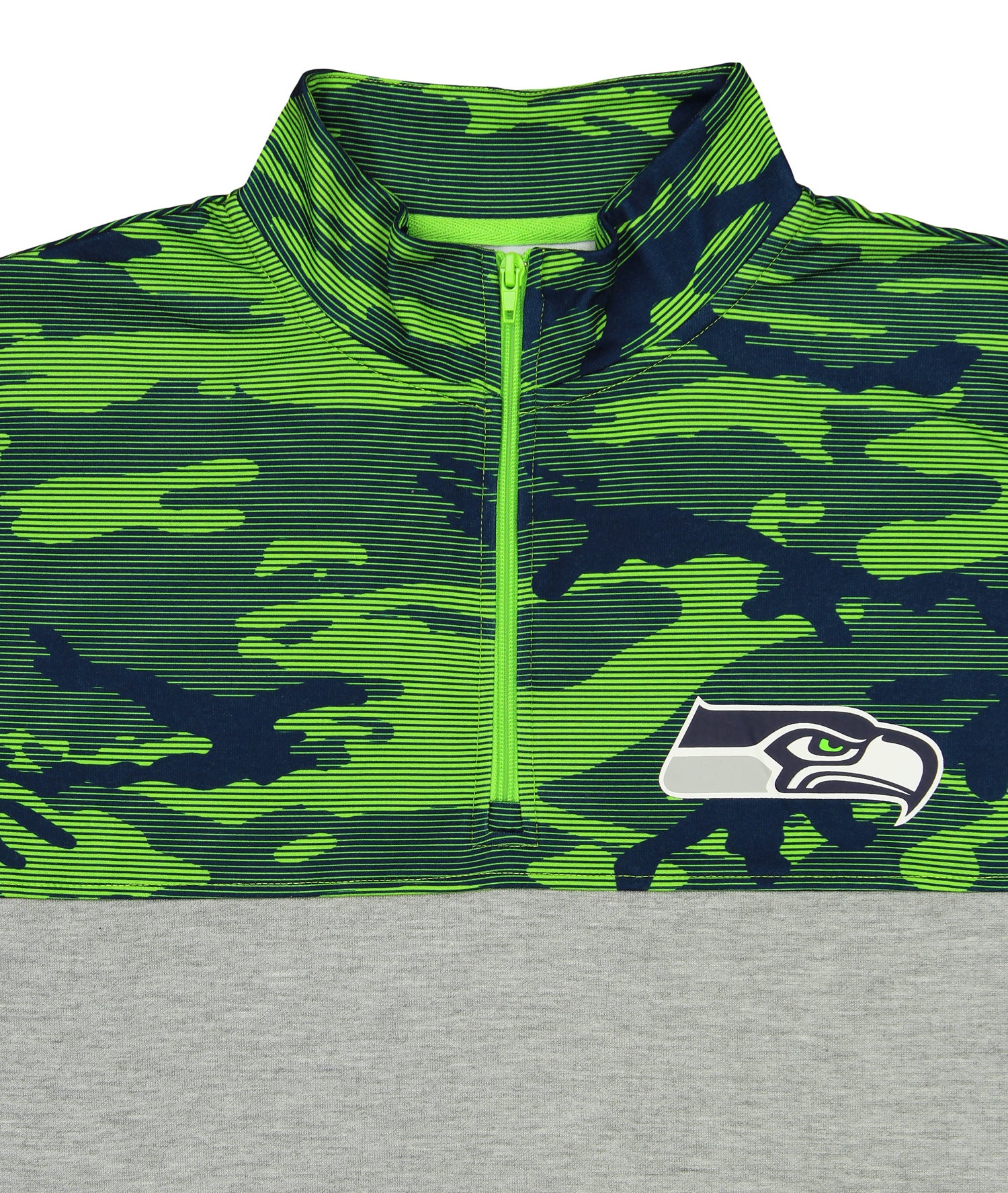 Zubaz NFL Men's Seattle Seahawks 1/4 Zip Fleece Pullover With Camo Lines