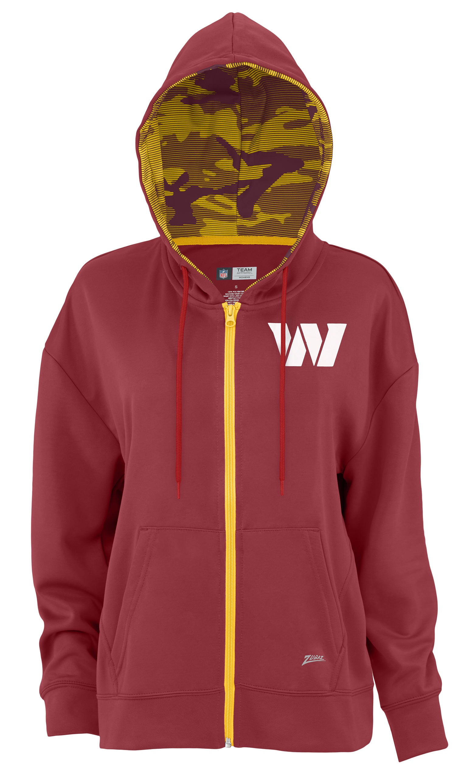 Zubaz NFL Women's Standard Full Zip Hoodie Washington Commanders