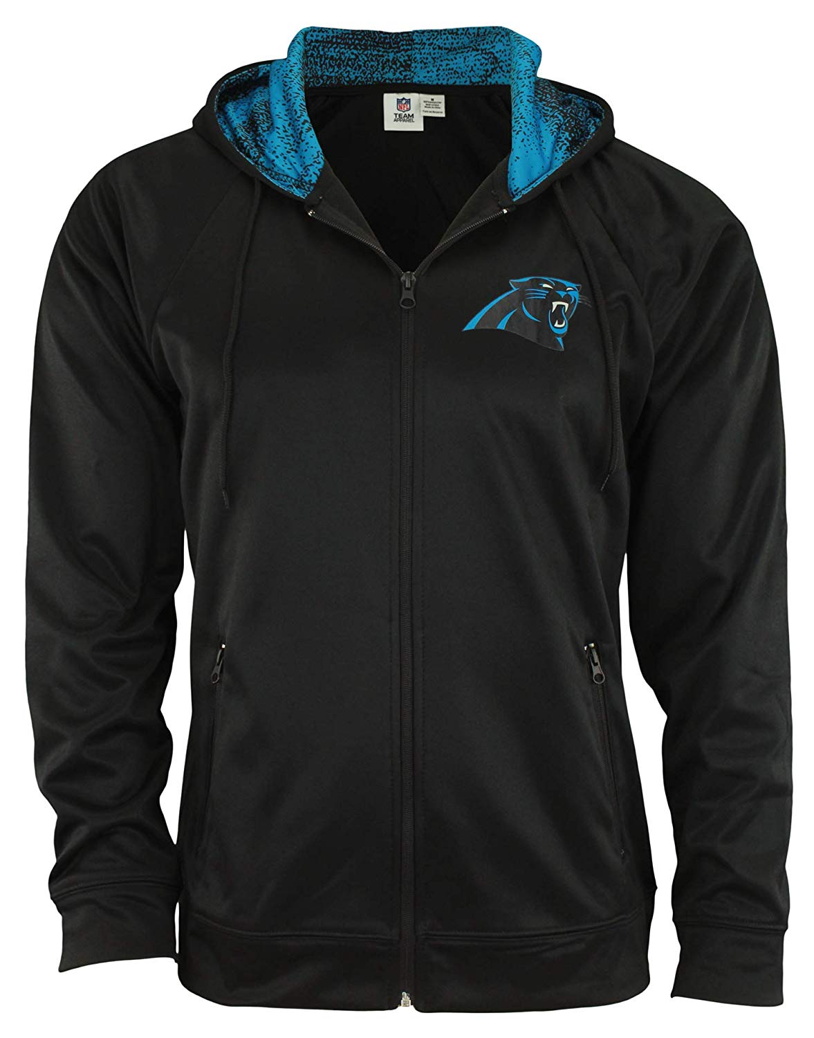 Zubaz NFL Carolina Panthers Men's Heavyweight Full Zip Performance Fleece Hoodie
