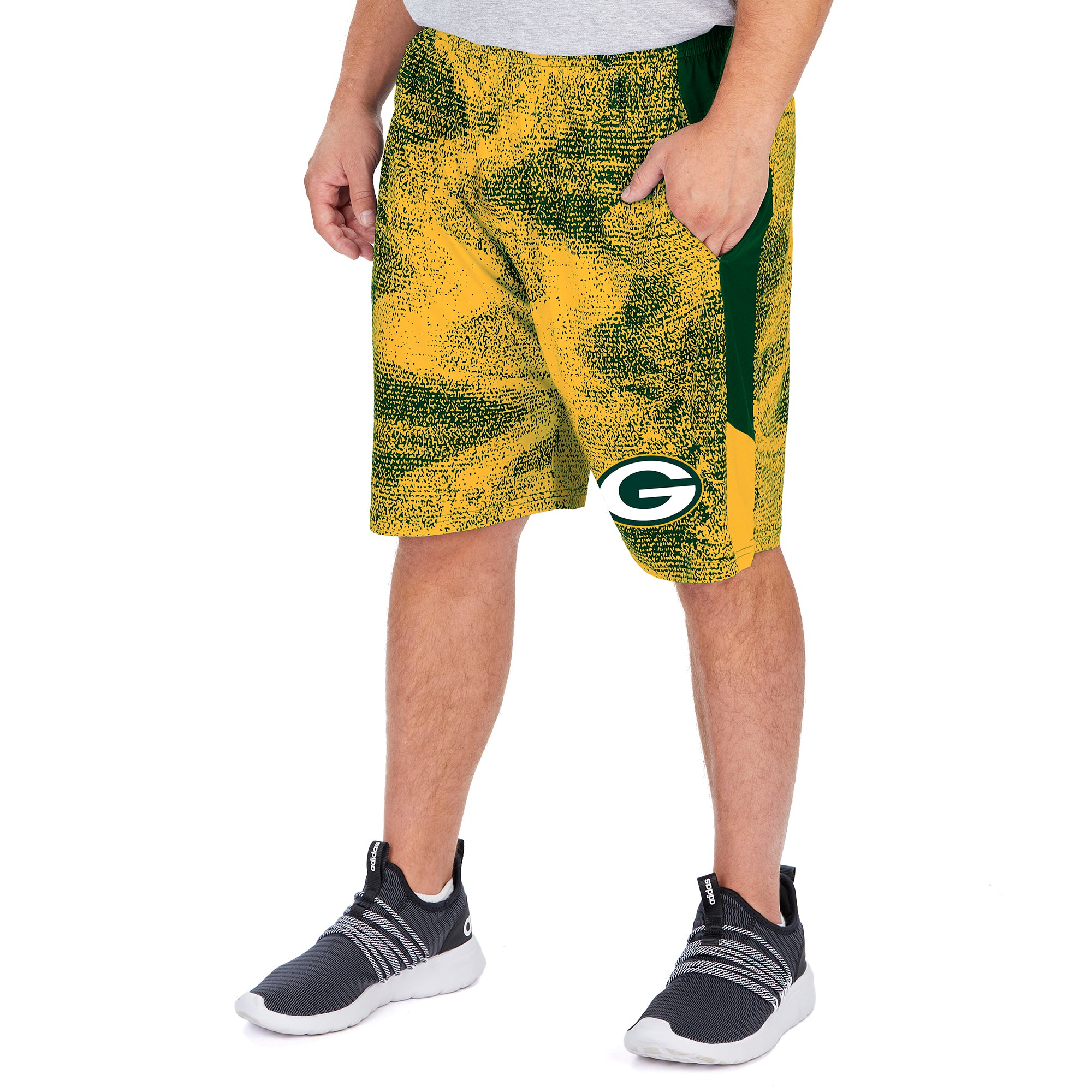 Zubaz NFL Men's Green Bay Packers Static Shorts With Side Panels