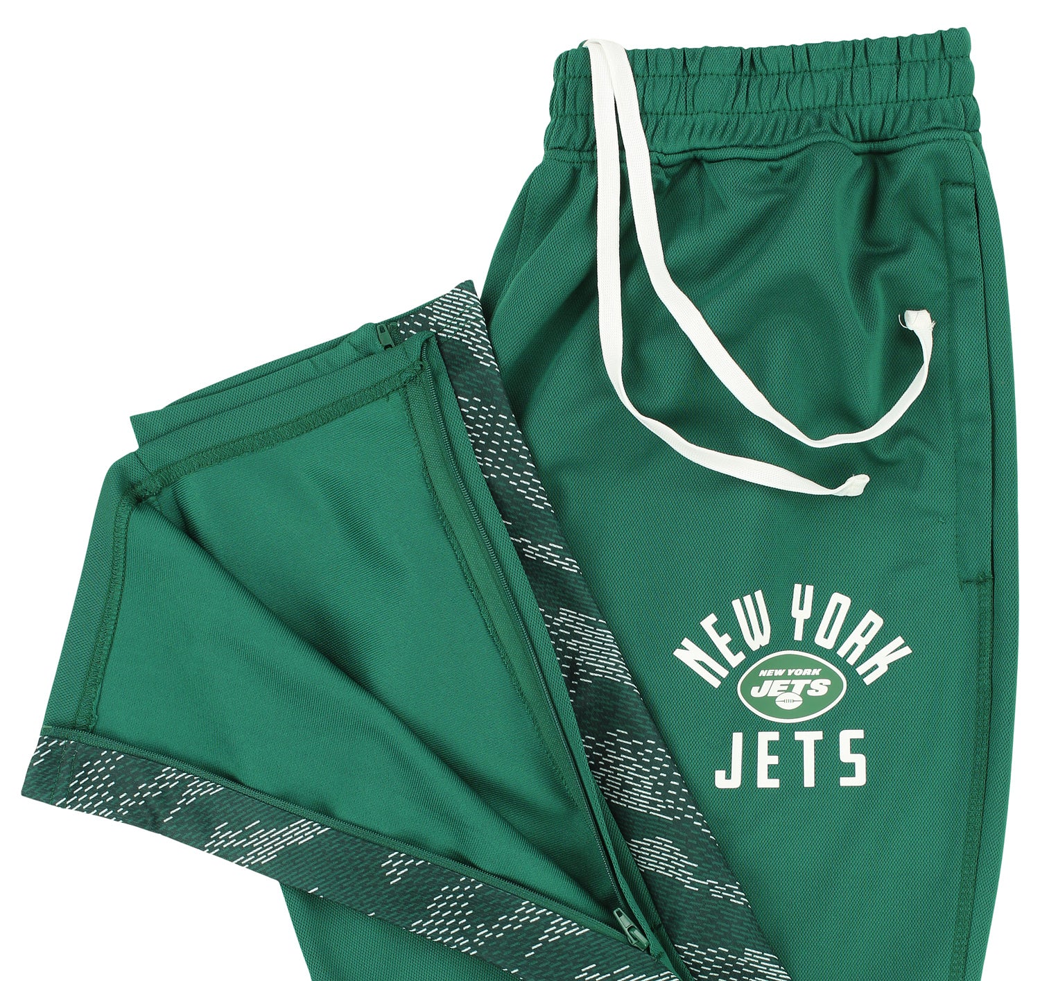 Zubaz NFL Men's NEW YORK JETS SOLID TEAM COLOR ELEVATED JACQUARD TRACK PANT W/ VIPER ACCENT Large