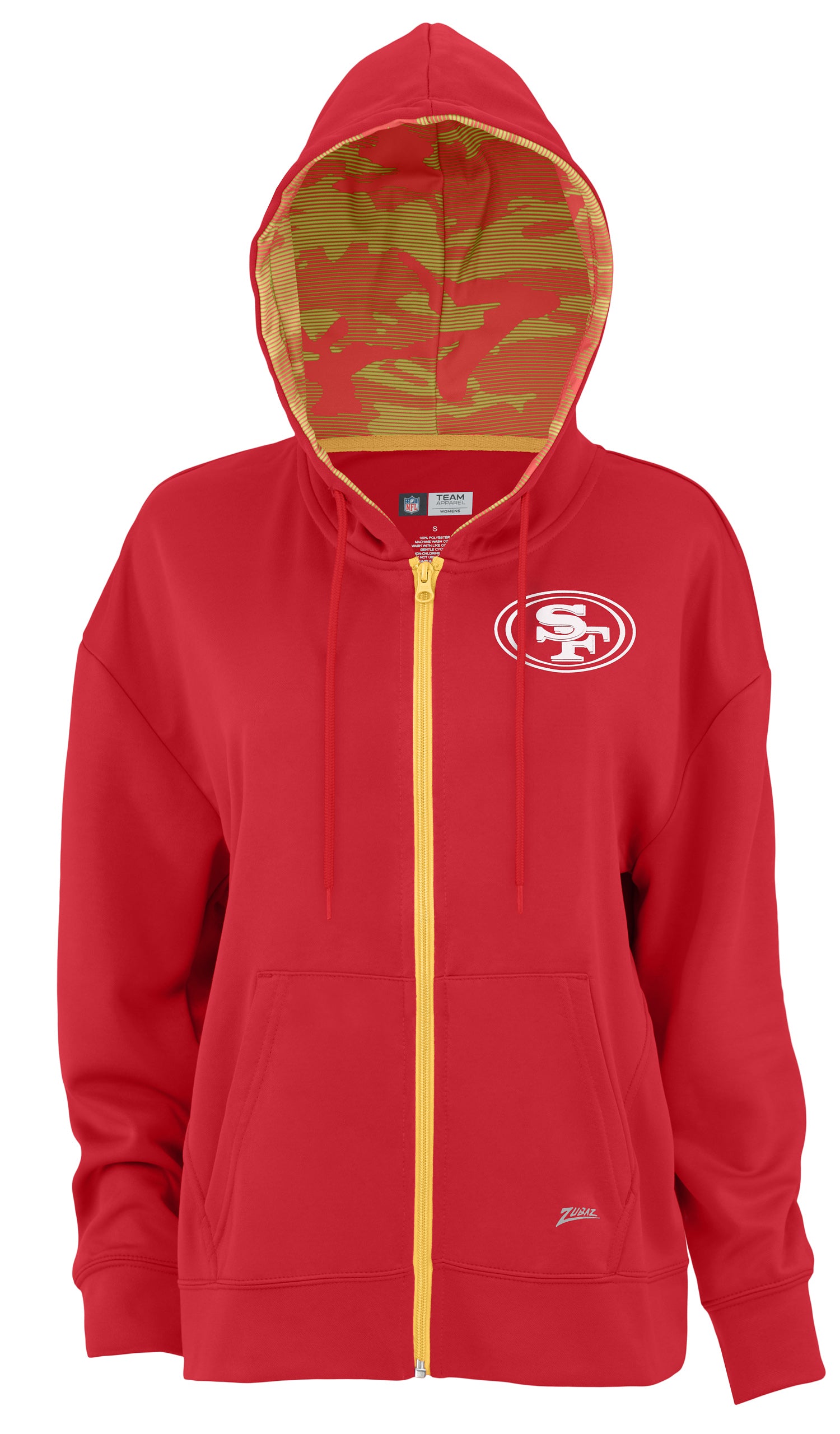 Zubaz NFL Women's Standard Full Zip Hoodie San Francisco 49Ers