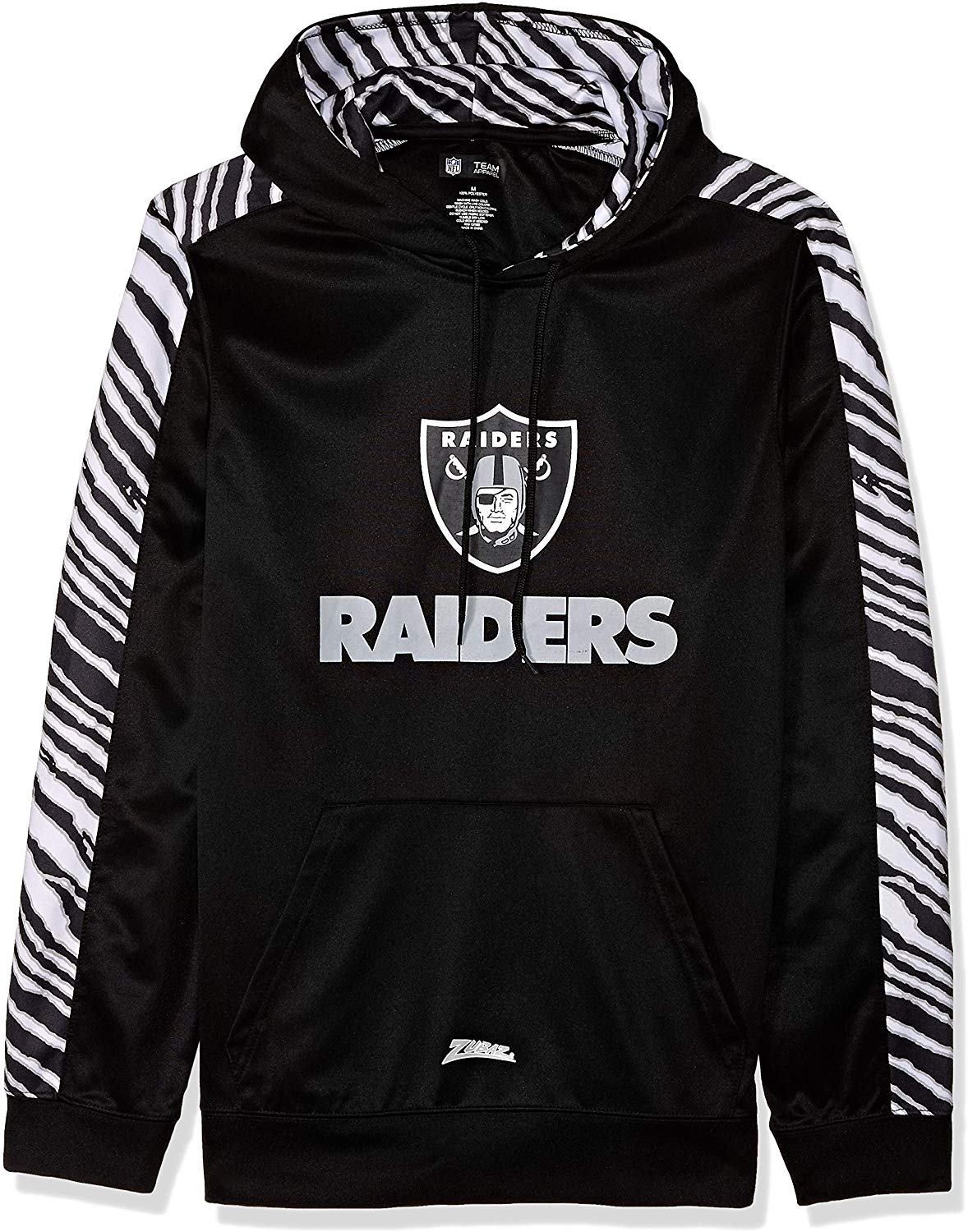 Zubaz NFL Men's Oakland Raiders Zebra Accent Hoodie, Black