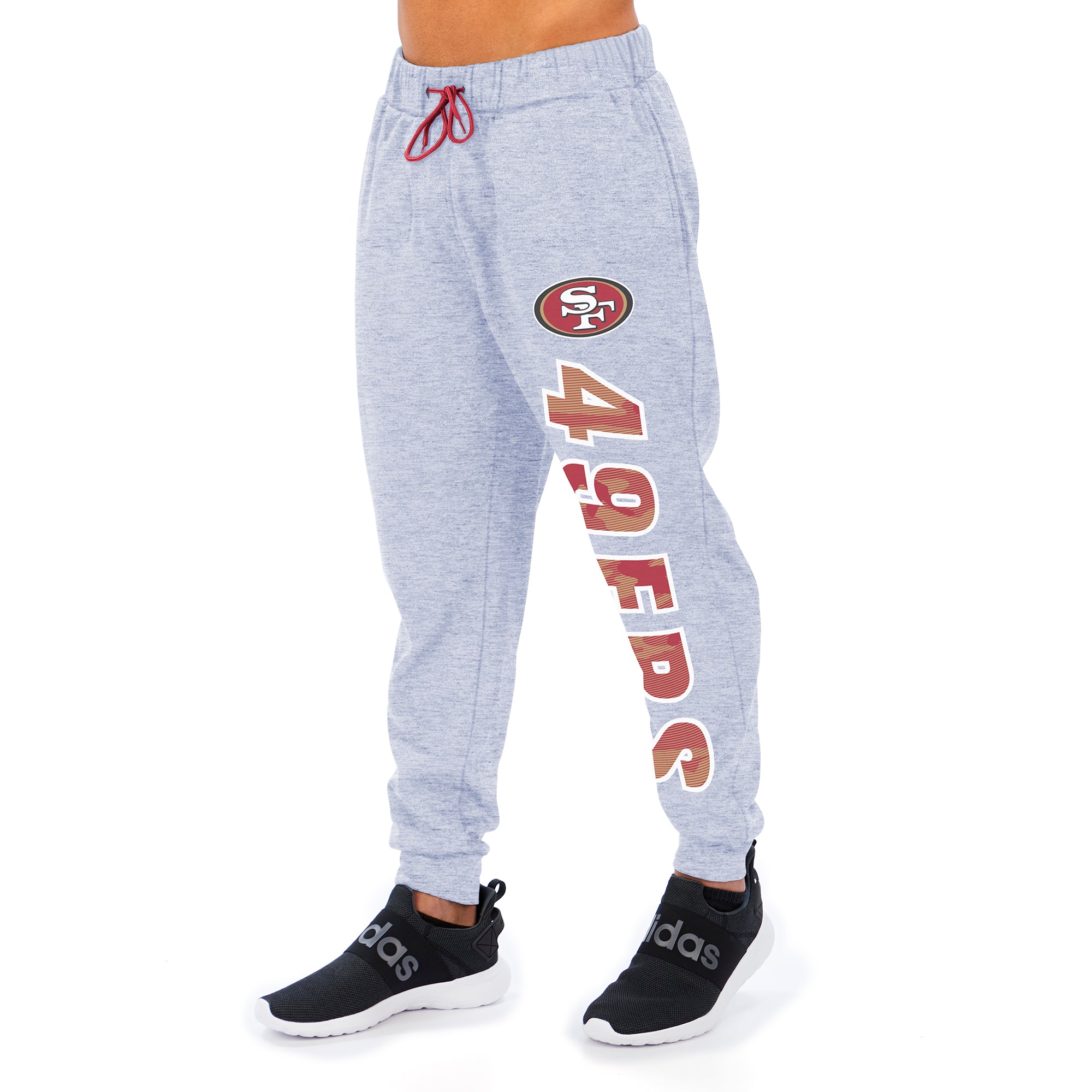 Zubaz Men's NFL San Francisco 49ers Heather Gray Jogger with Camo Lines Graphic