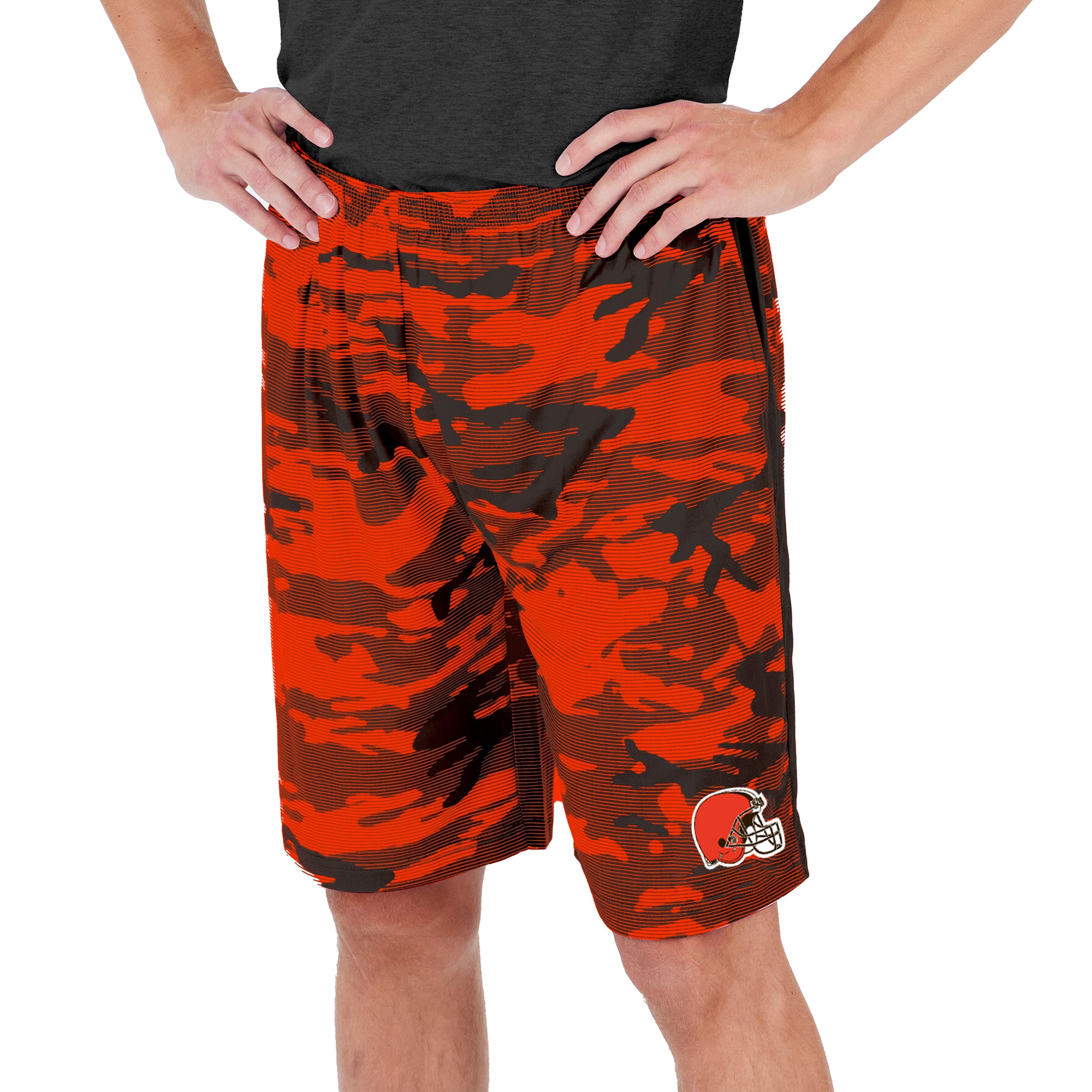 Zubaz Men's NFL Cleveland Browns Lightweight Camo Lines Shorts with Logo