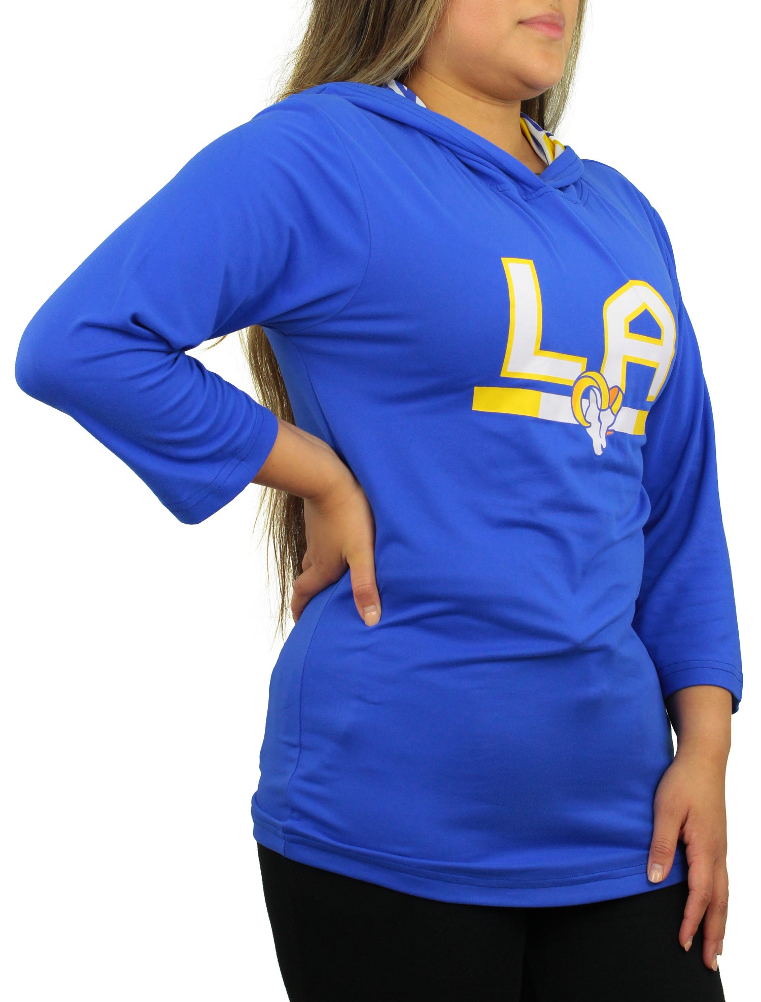 Zubaz NFL Women's Los Angeles Rams Solid Team Color Lightweight Pullover