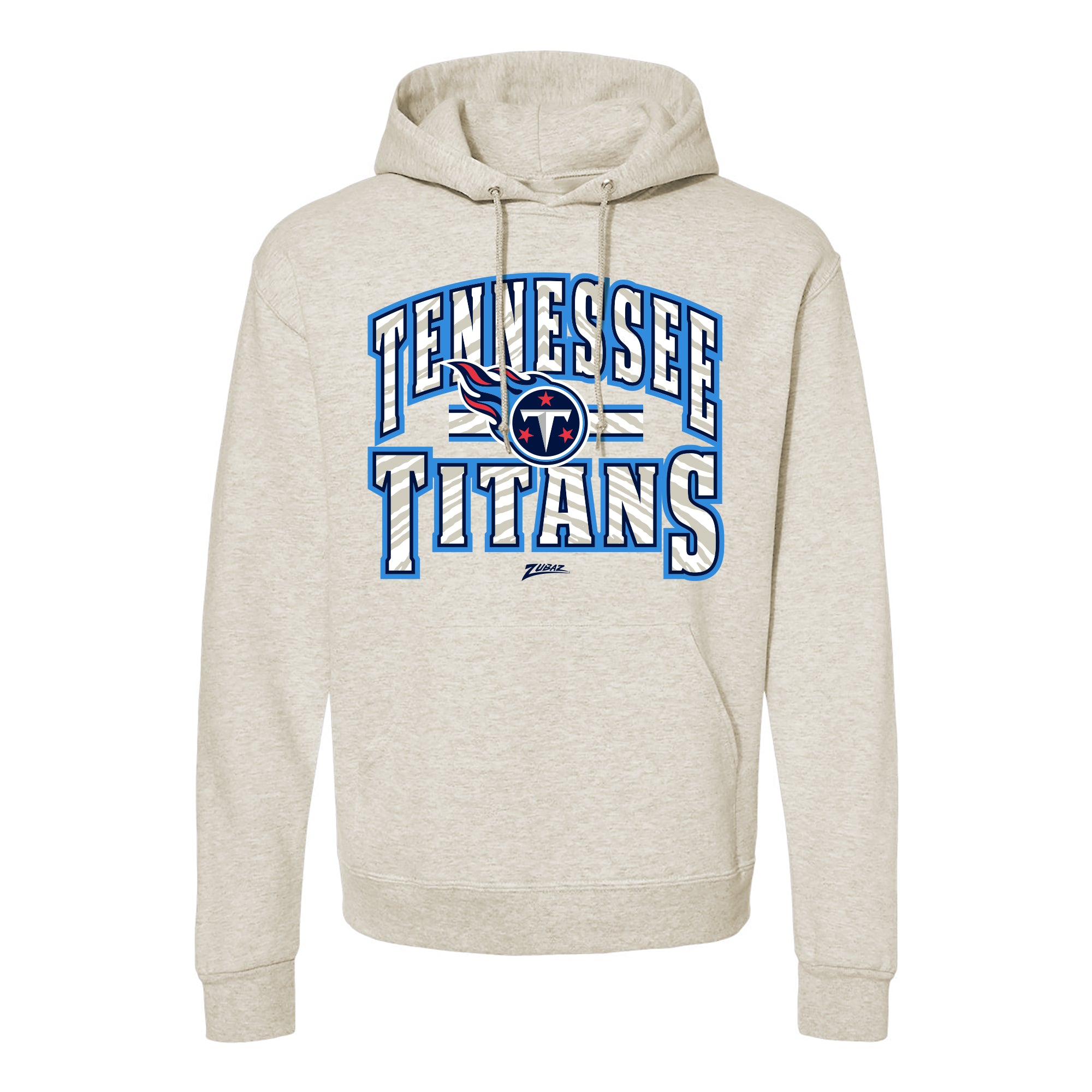 Zubaz NFL Tennessee Titans  Unisex Pullover Fleece Hoodie for Adult Men and Women, Z2T Kickoff, Oatmeal Heather