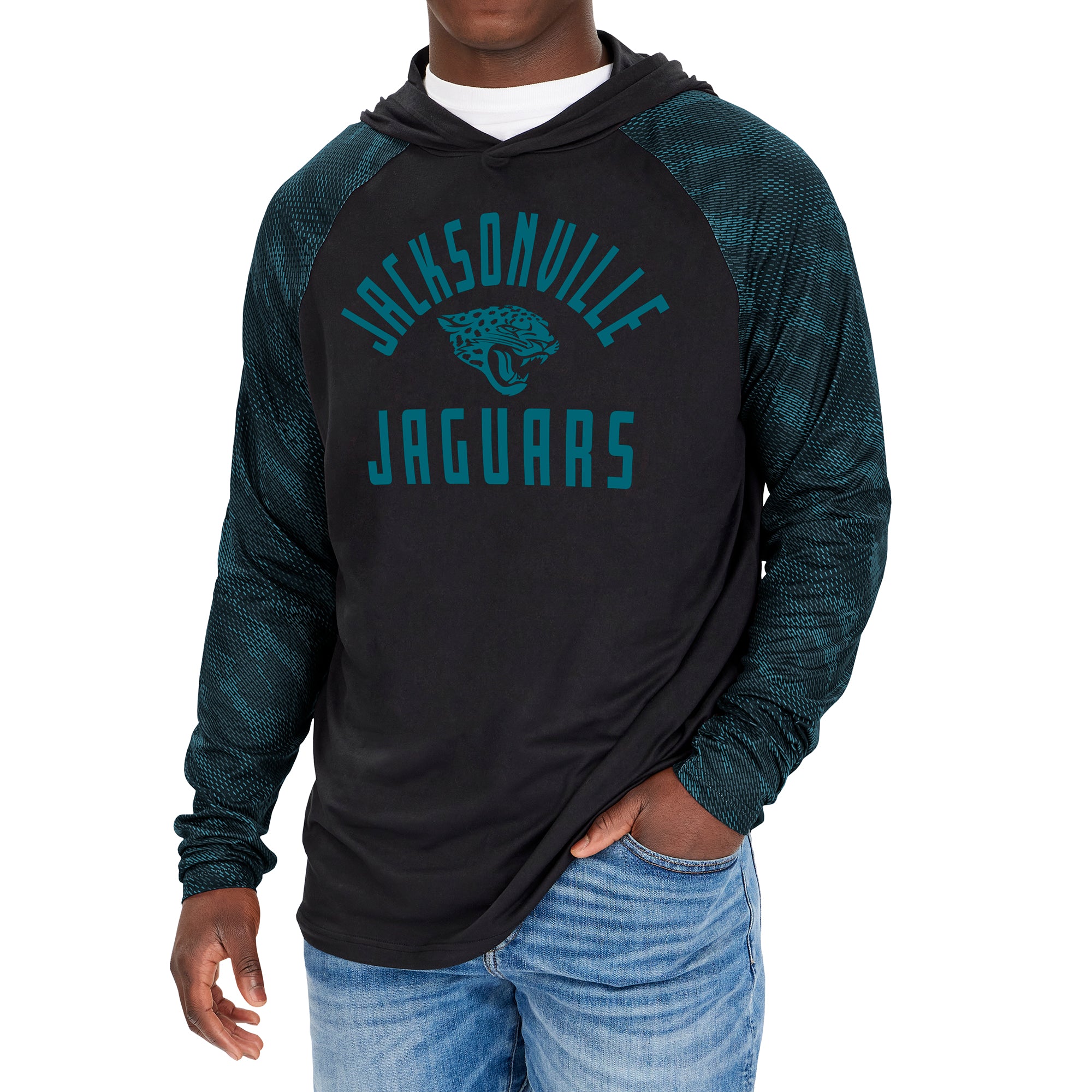 Zubaz NFL Men's Jacksonville Jaguars Viper Print Pullover Hooded Sweatshirt