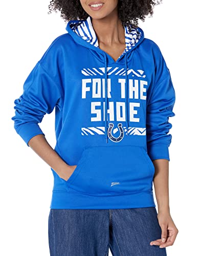 Zubaz NFL Women's Indianapolis Colts Solid Team Color Hoodie with Zebra Details