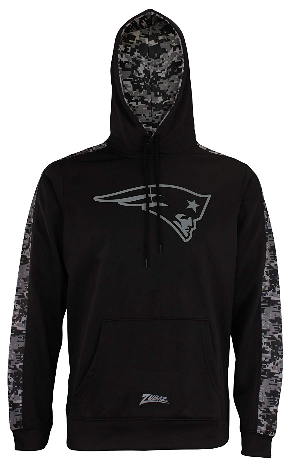 Zubaz Men's NFL New England Patriots Black Digi Camo Pullover Hoodie