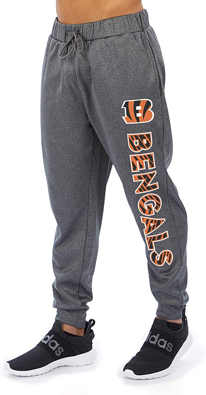 Zubaz NFL Football Men’s Cincinnati Bengals Gameday Zebra Wordmark Poly Fleece Jogger Pant