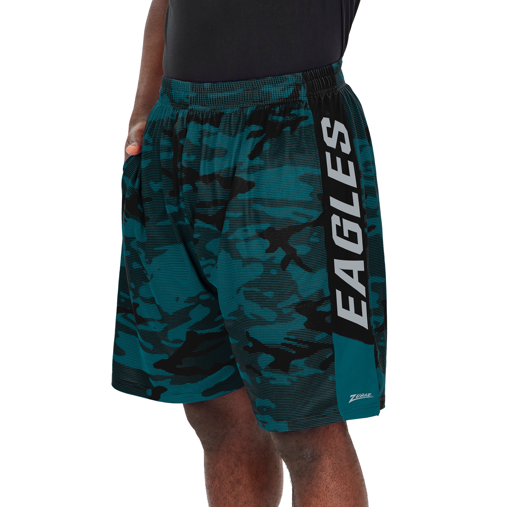 Zubaz Men's NFL Philadelphia Eagles Lightweight Shorts with Camo Lines