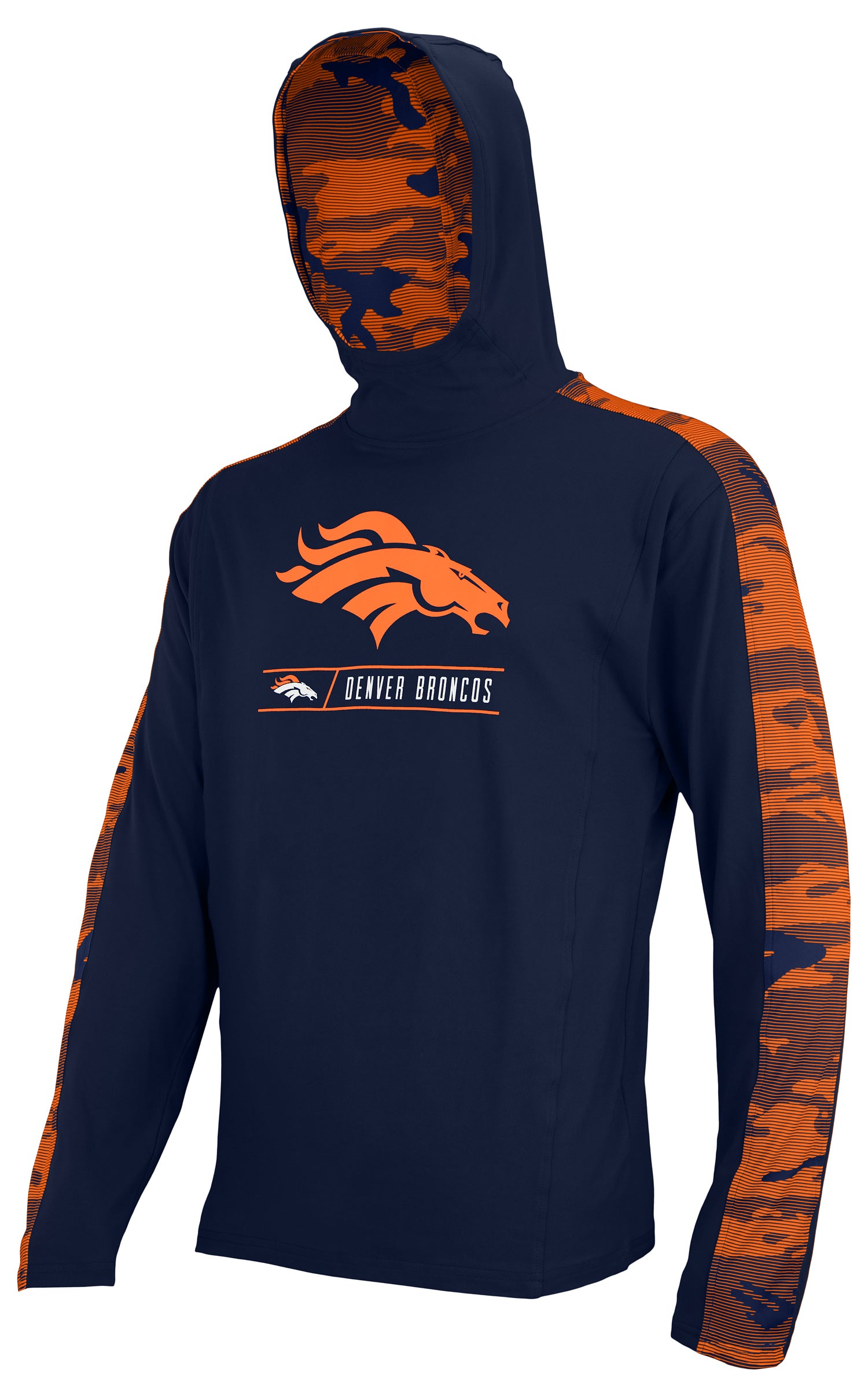 Zubaz NFL Men's Denver Broncos Team Color Block 1/4 Camo Lines Zip Hoodie