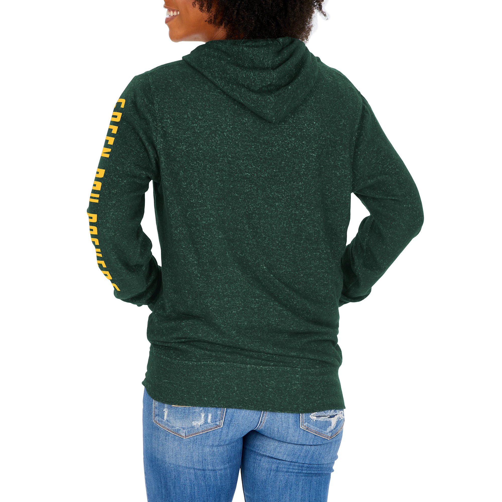 Zubaz NFL Women's Green Bay Packers Marled Soft Pullover Hoodie