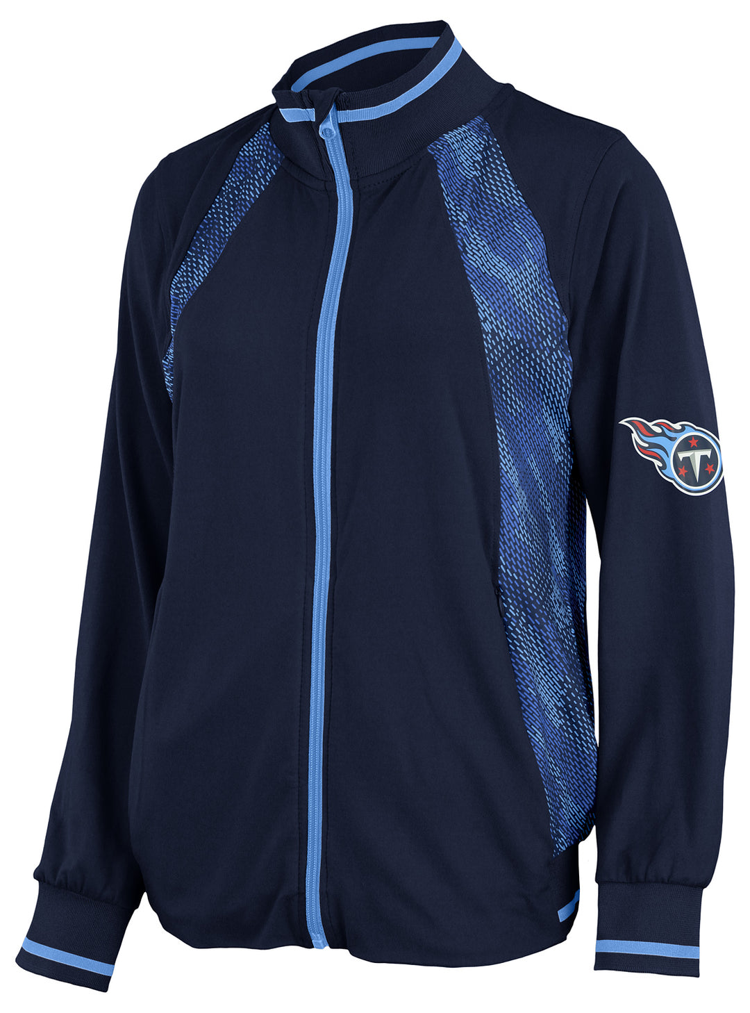 Zubaz NFL Women's Tennessee Titans Elevated Full Zip Viper Accent Jacket