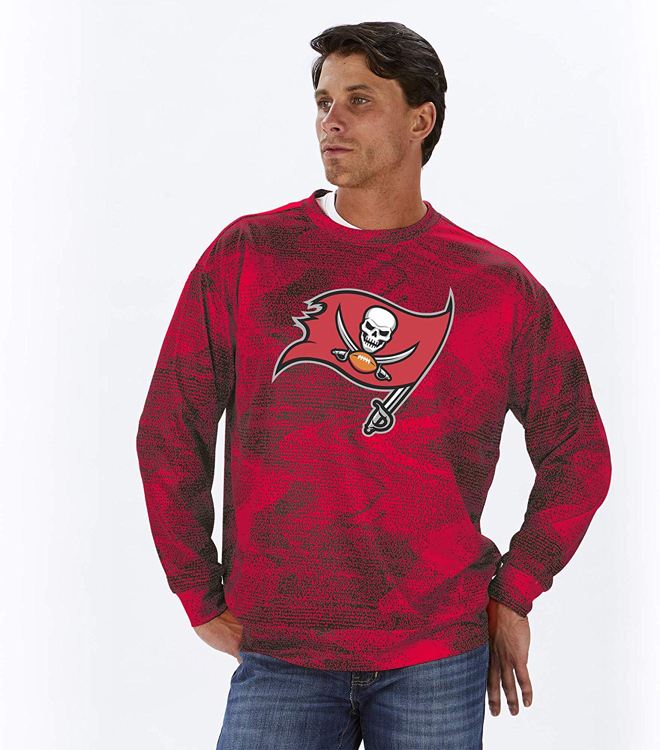 Zubaz NFL Football Men's Tampa Bay Buccaneers Static Crew Neck Sweatshirt