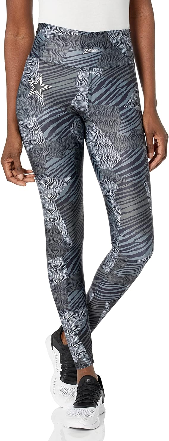 Zubaz Women's Dallas Cowboys Tonal Black Patchwork Zebra Legging