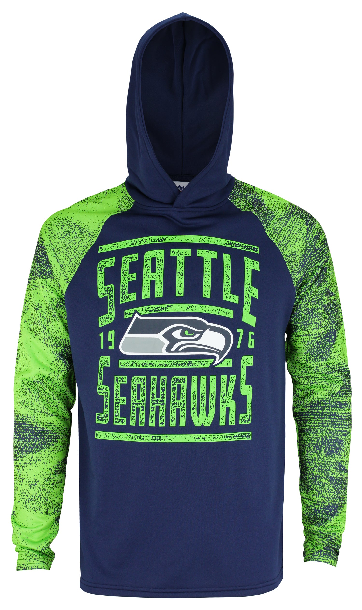 Zubaz NFL Men's Seattle Seahawks Light Weight Pullover Hoodie with Static Sleeves