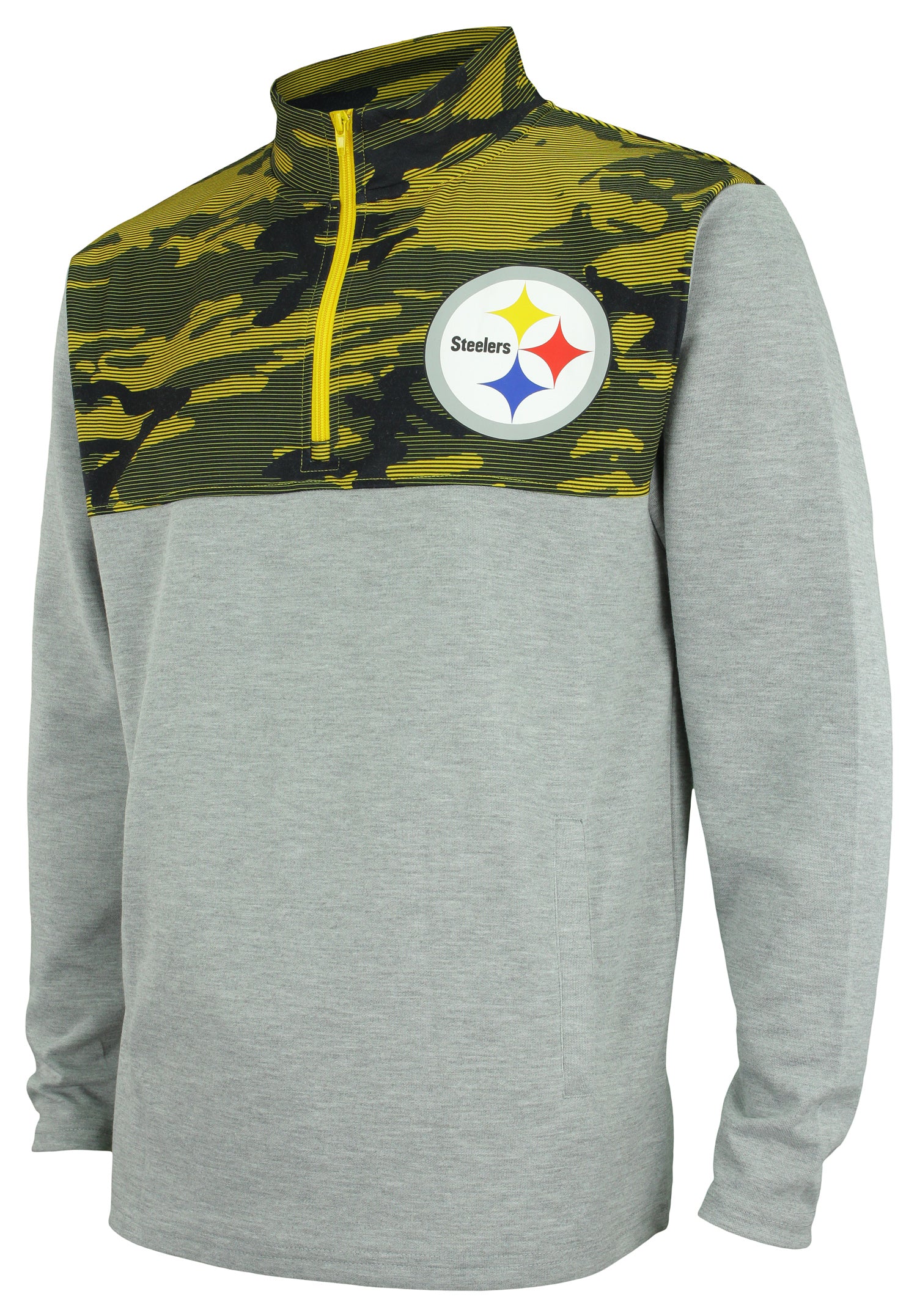 Zubaz Men's NFL Pittsburgh Steelers 1/4 Zip Fleece Pullover with Camo Lines