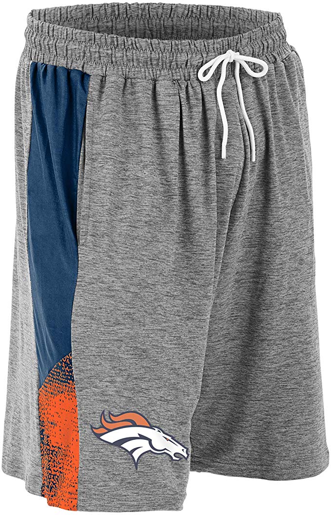 Zubaz NFL DENVER BRONCOS GRAY SPACE DYE NAVY/ORANGE STATIC SHORT LG
