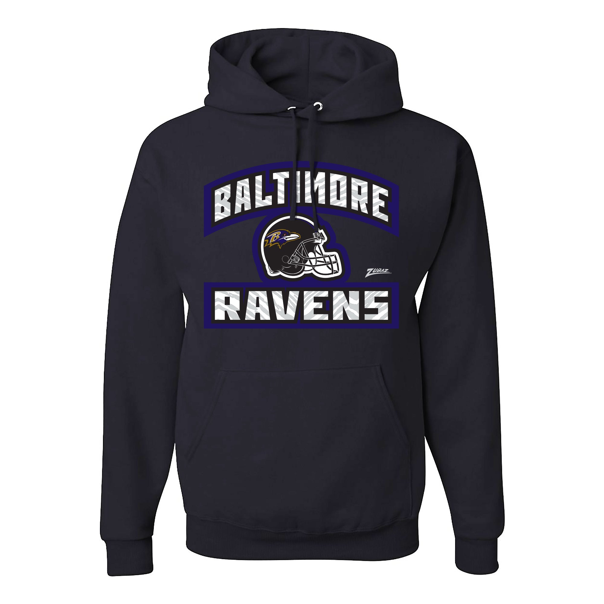 Zubaz NFL Baltimore Ravens Unisex Pullover Fleece Hoodie for Adult Men and Women, Z2T Helmet Outline, Black