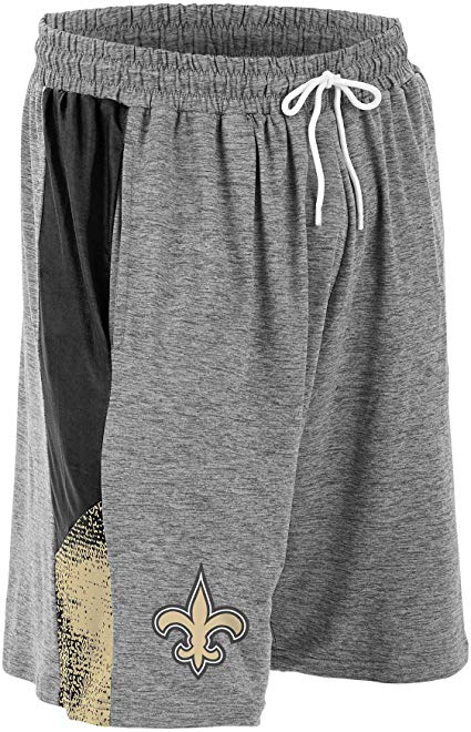 Zubaz NFL Football Mens New Orleans Saints Gray Space Dye Shorts