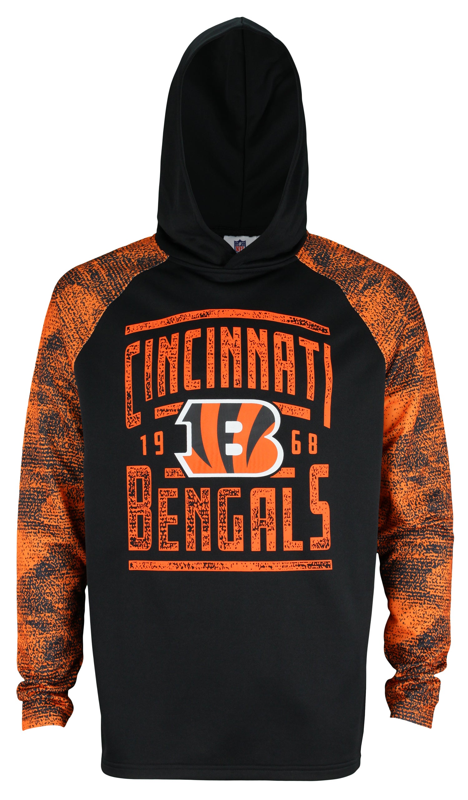 Zubaz NFL Men's Cincinnati Bengals Light Weight Pullover Hoodie with Static Sleeves