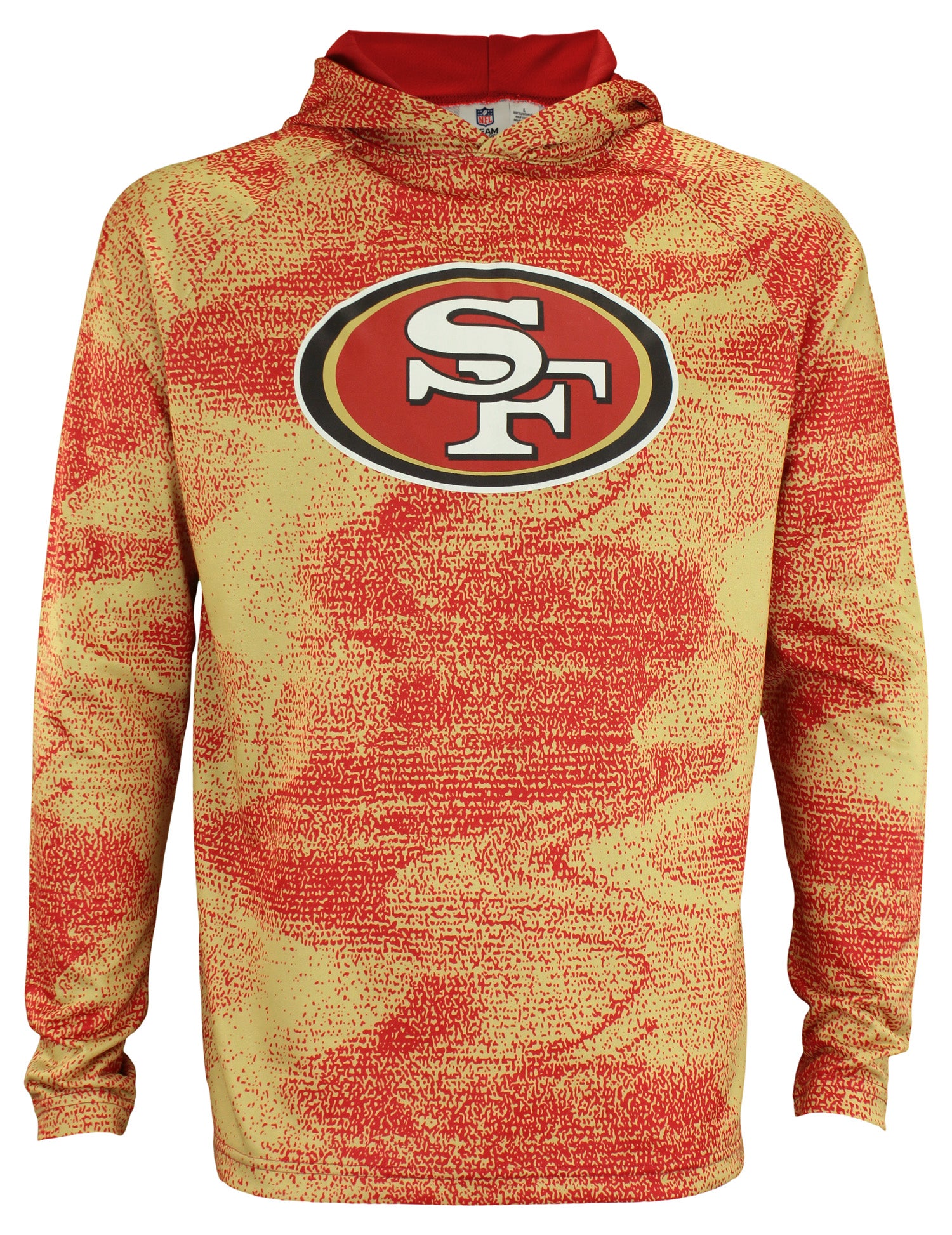 Zubaz NFL San Francisco 49ers Men's Static Body Lightweight Performance French Terry Hoodie  Size LARGE