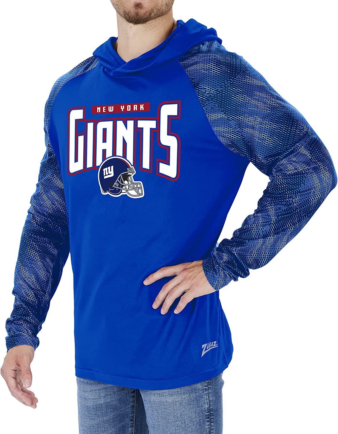 Zubaz New York Giants NFL Men's Team Color Hoodie with Tonal Viper Sleeves