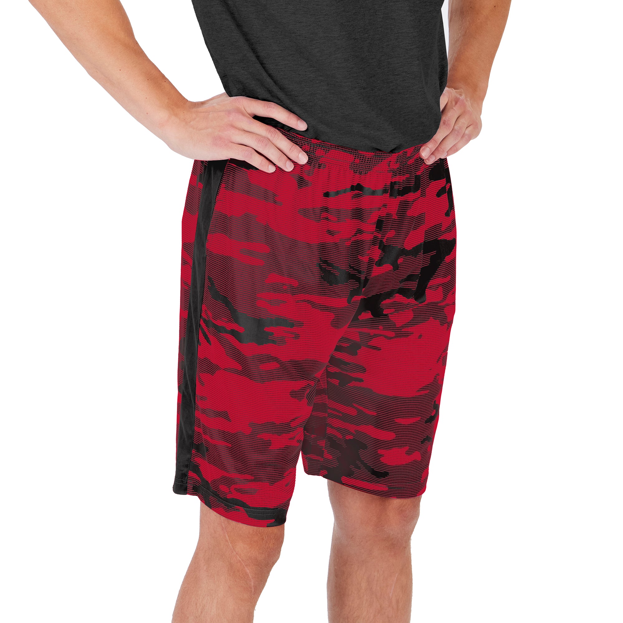 Zubaz Men's NFL Kansas City Chiefs Lightweight Camo Lines Shorts with Logo