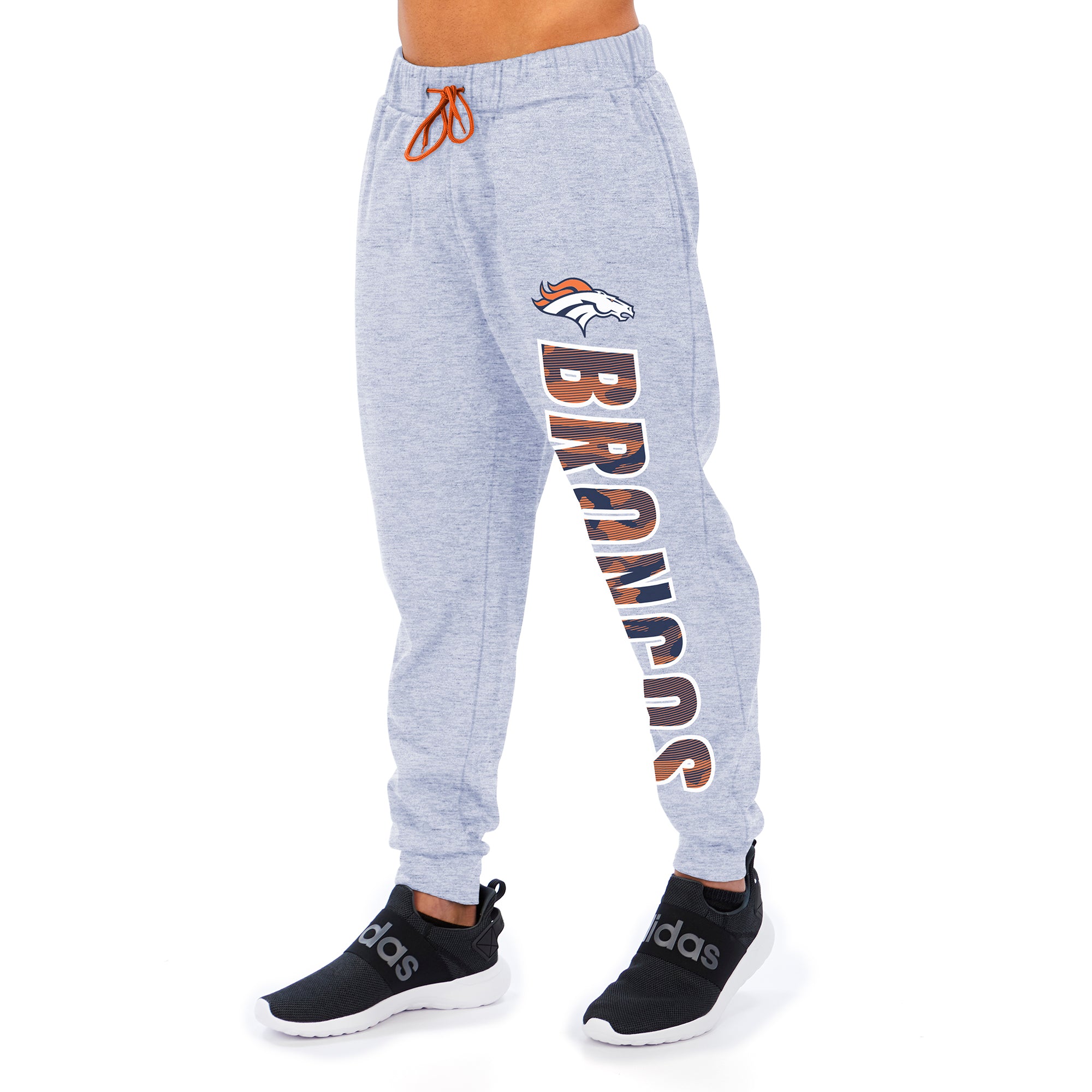 Zubaz Men's NFL Denver Broncos Heather Gray Jogger With Camo Lines Graphic Large