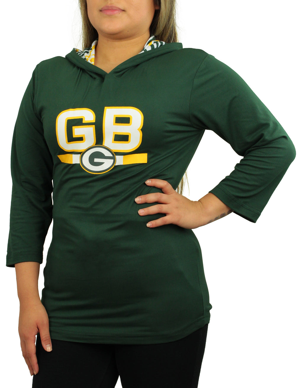 Zubaz NFL Women's Green Bay Packers Solid Team Color Lightweight Pullo