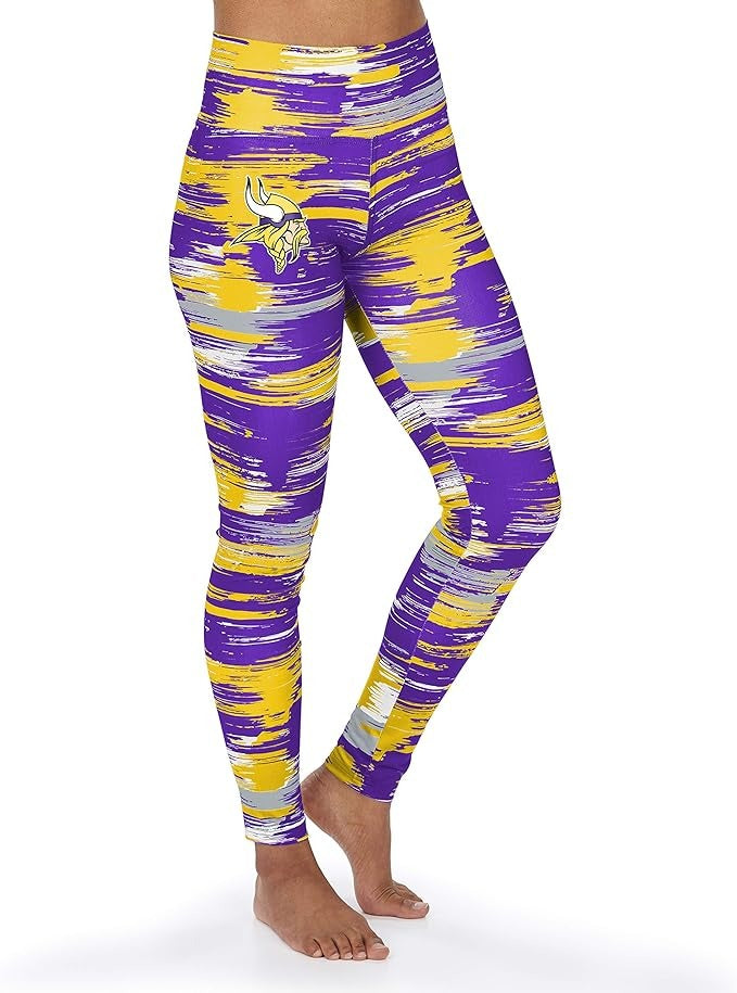 Zubaz NFL Women's Minnesota Vikings Brushed Paint Team Color Leggings