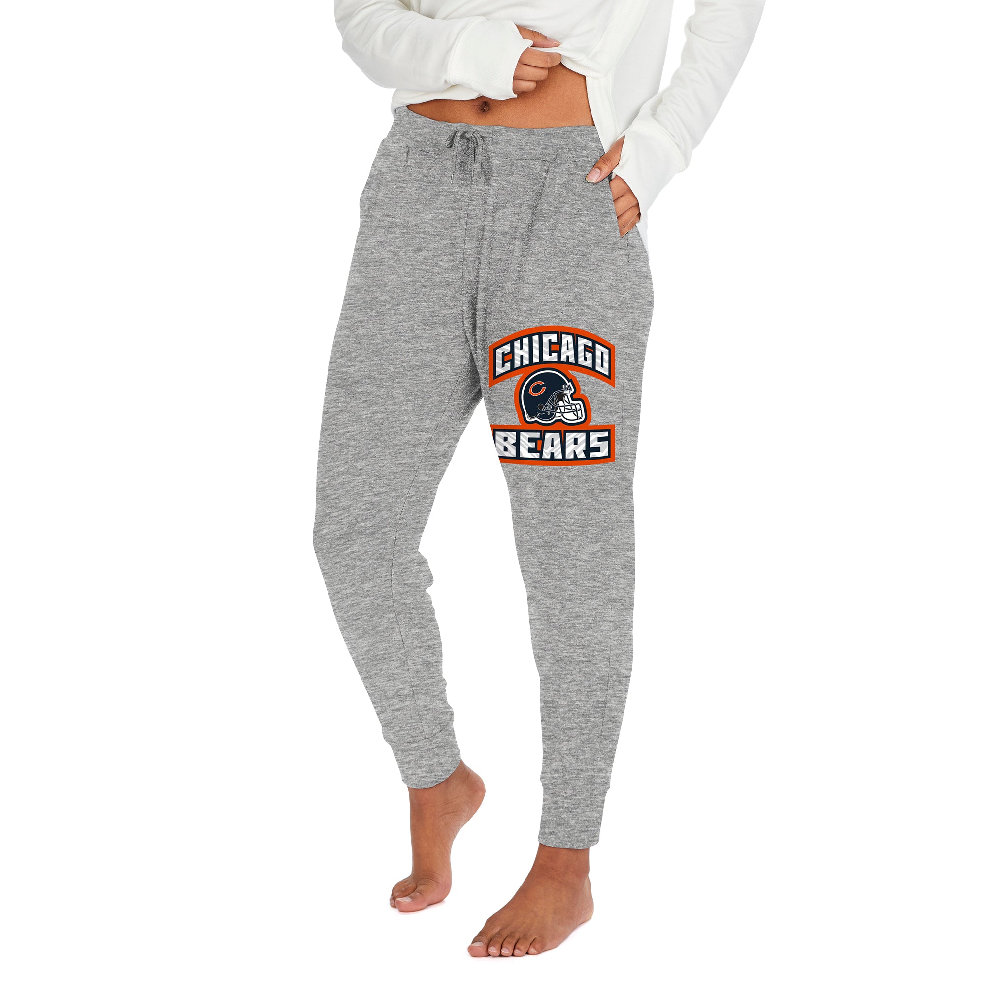 Zubaz NFL Women's Chicago Bears Marled Gray Soft Jogger