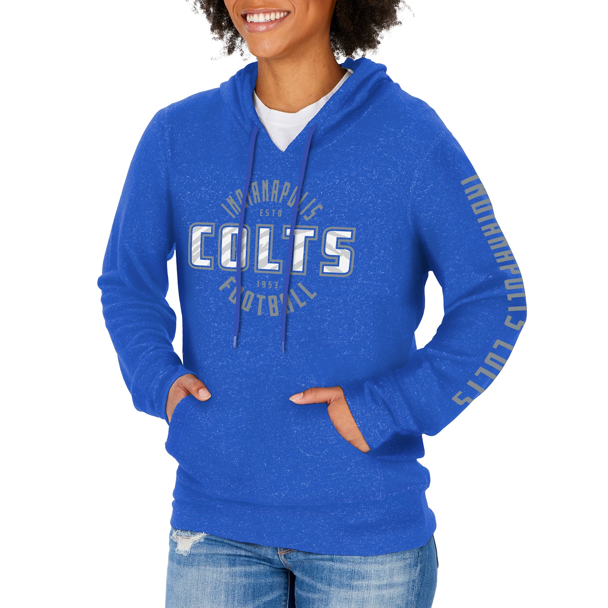 Zubaz NFL Women's Indianapolis Colts Marled Soft Pullover Hoodie