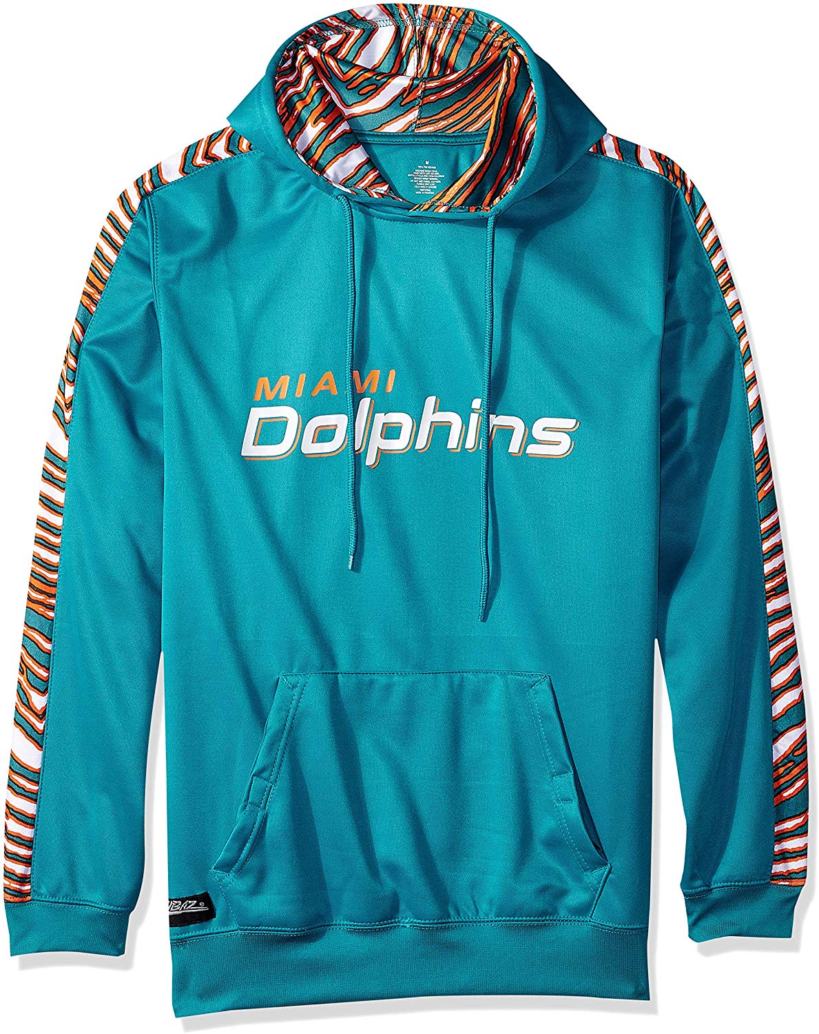 Zubaz NFL Football Men's Miami Dolphins Zebra Accent Solid Hoodie