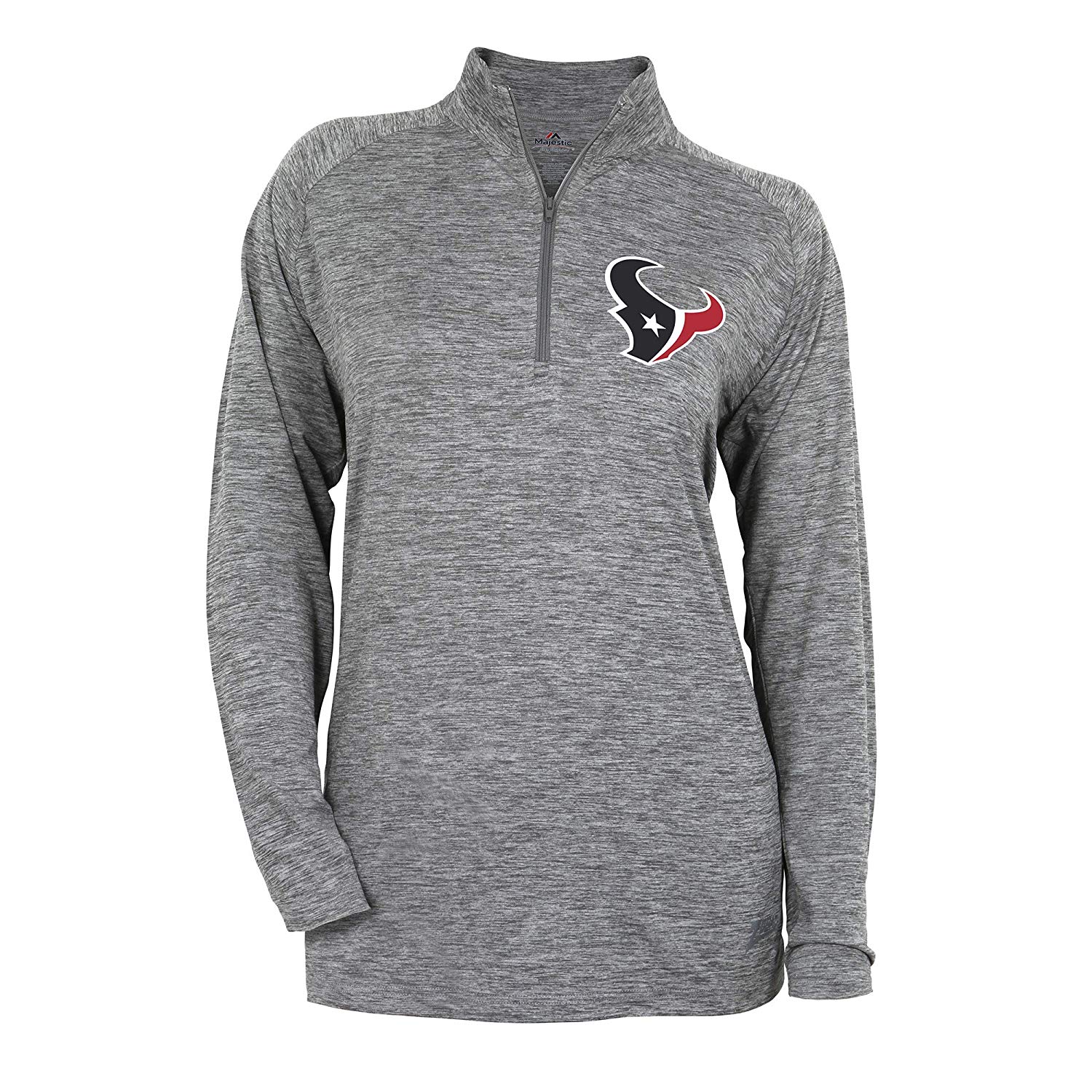 Zubaz NFL Football Women's Houston Texans Tonal Gray Quarter Zip Sweatshirt