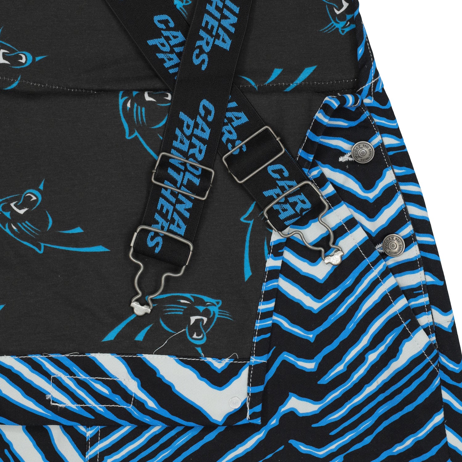 Zubaz NFL Unisex Zebra Lined Bib Overalls for Adult Men and